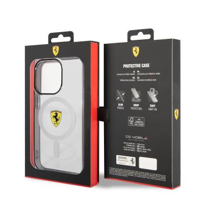Apple iPhone 14 Pro Case Ferrari Magsafe Transparent Design Cover with Charging Feature - 3