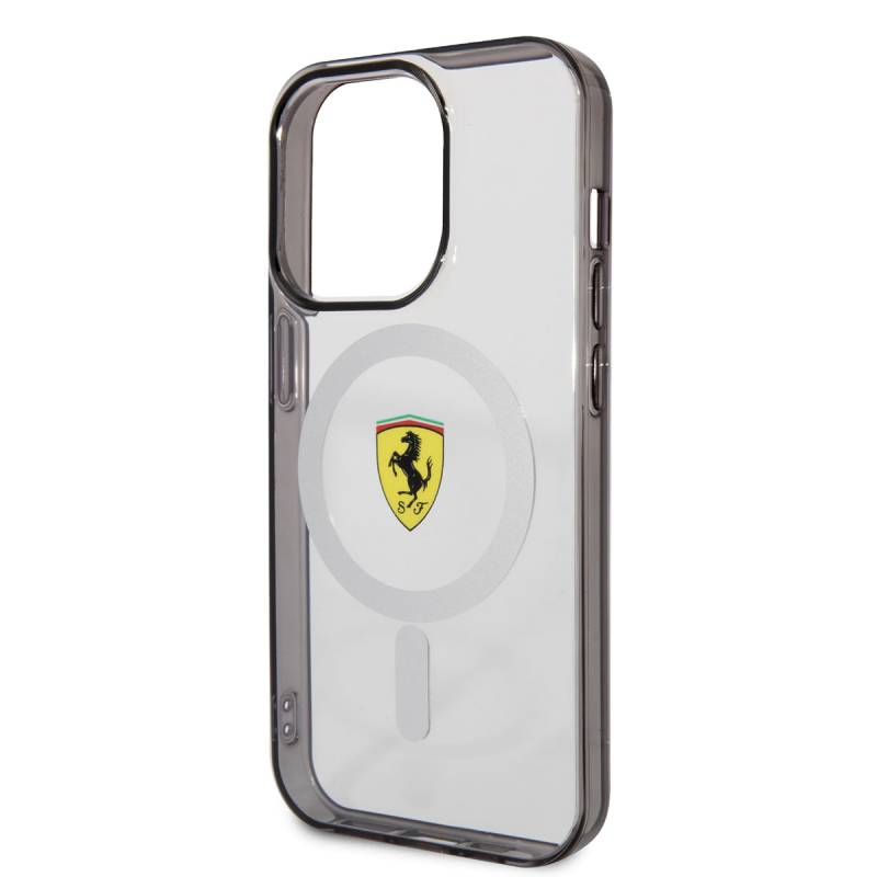 Apple iPhone 14 Pro Case Ferrari Magsafe Transparent Design Cover with Charging Feature - 5
