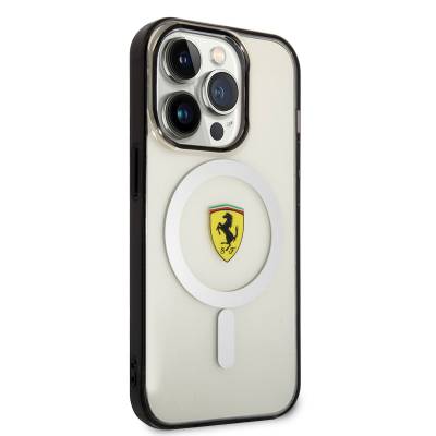 Apple iPhone 14 Pro Case Ferrari Magsafe Transparent Design Cover with Charging Feature - 8