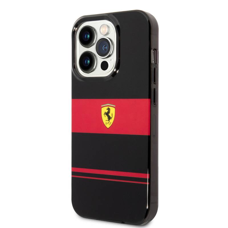 Apple iPhone 14 Pro Case Ferrari Original Licensed Horizontal Striped Design Cover with Magsafe Charging Feature - 2