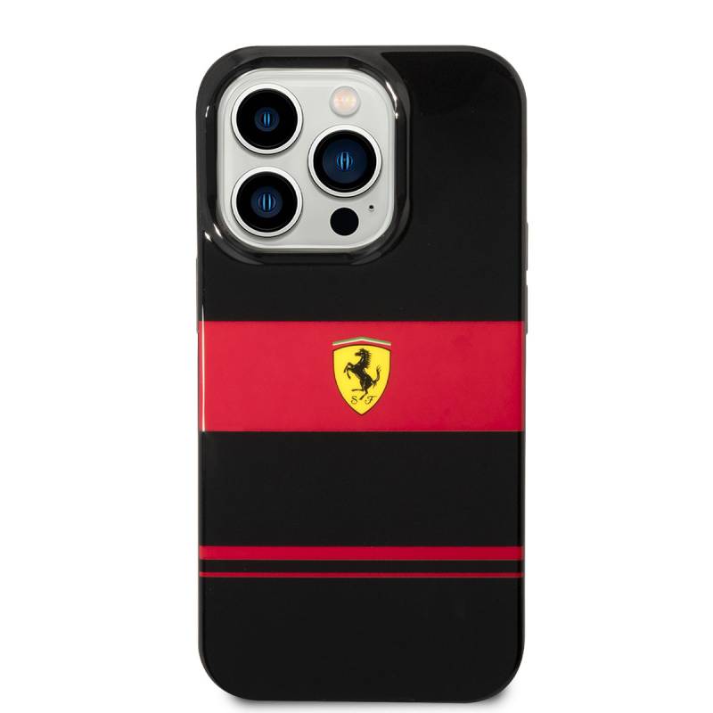 Apple iPhone 14 Pro Case Ferrari Original Licensed Horizontal Striped Design Cover with Magsafe Charging Feature - 3