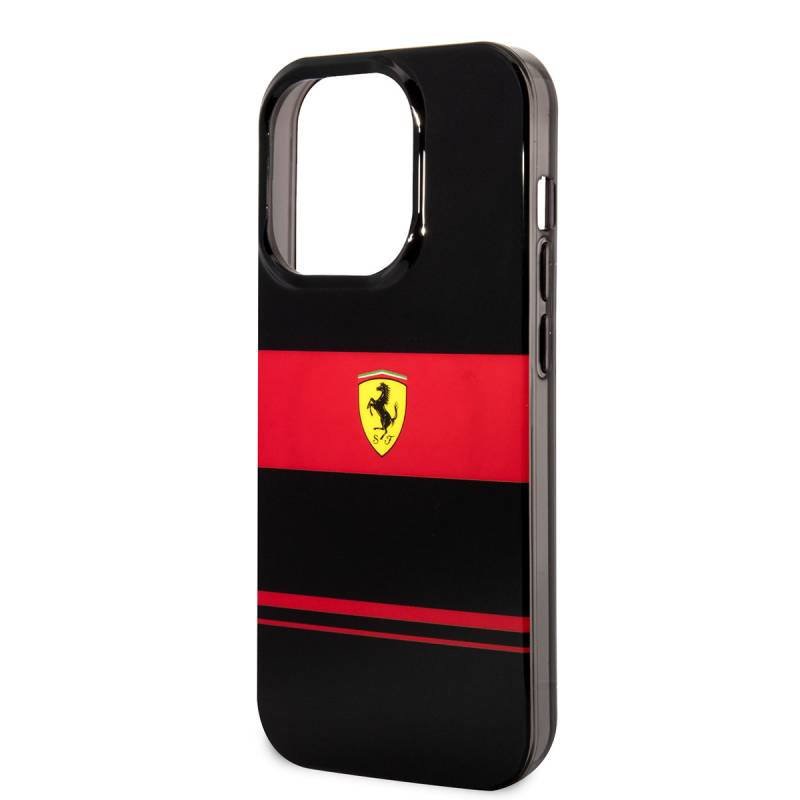 Apple iPhone 14 Pro Case Ferrari Original Licensed Horizontal Striped Design Cover with Magsafe Charging Feature - 5