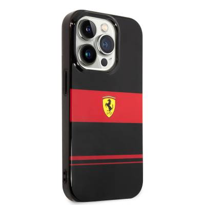 Apple iPhone 14 Pro Case Ferrari Original Licensed Horizontal Striped Design Cover with Magsafe Charging Feature - 8