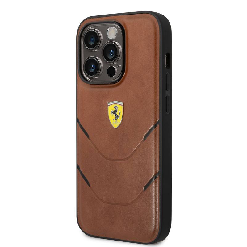 Apple iPhone 14 Pro Case Ferrari Original Licensed PU Leather Hot Print Striped Design Cover - 3