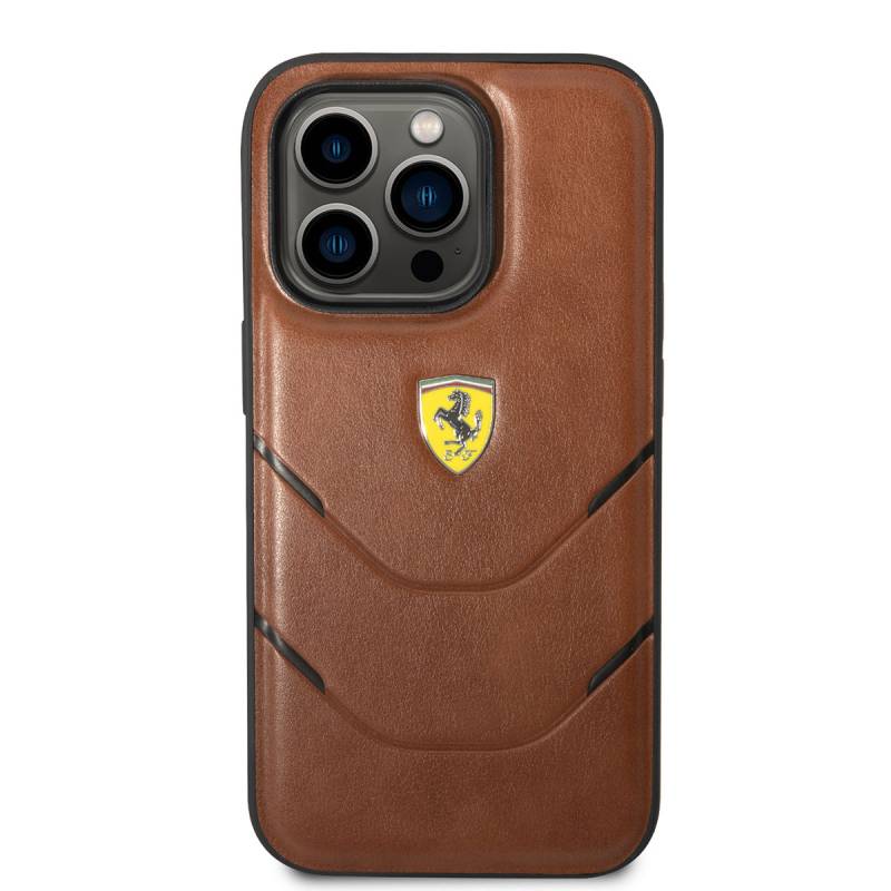 Apple iPhone 14 Pro Case Ferrari Original Licensed PU Leather Hot Print Striped Design Cover - 4