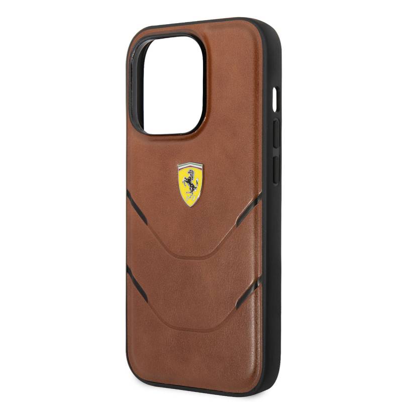 Apple iPhone 14 Pro Case Ferrari Original Licensed PU Leather Hot Print Striped Design Cover - 5