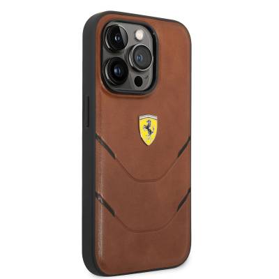 Apple iPhone 14 Pro Case Ferrari Original Licensed PU Leather Hot Print Striped Design Cover - 8