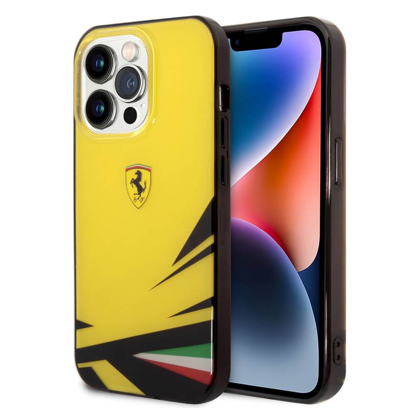 Apple iPhone 14 Pro Case Ferrari Yellow Italian Flag Printed Design Cover - 1