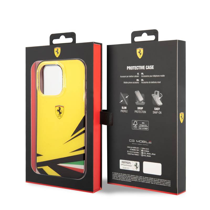 Apple iPhone 14 Pro Case Ferrari Yellow Italian Flag Printed Design Cover - 3