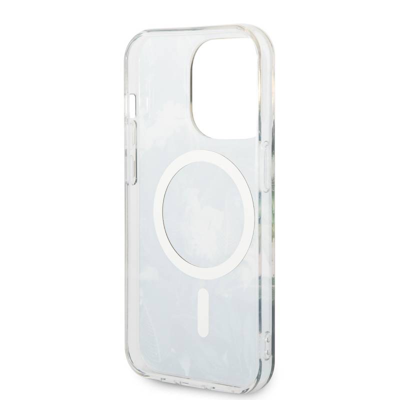 Apple iPhone 14 Pro Case GUESS Leaf Pattern Magsafe Charge Wired Cover with Magsafe Charging Feature - 7