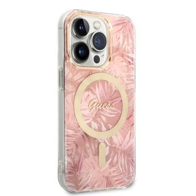 Apple iPhone 14 Pro Case GUESS Leaf Pattern Magsafe Charge Wired Cover with Magsafe Charging Feature - 11