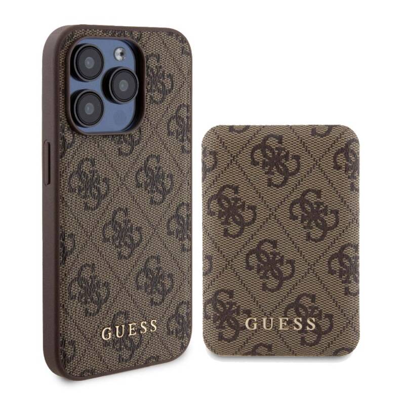 Apple iPhone 14 Pro Case Guess Original Licensed Magsafe Charging Featured 4G Patterned Cover with Text Logo + Powerbank 5000mAh 2in1 Set - 13
