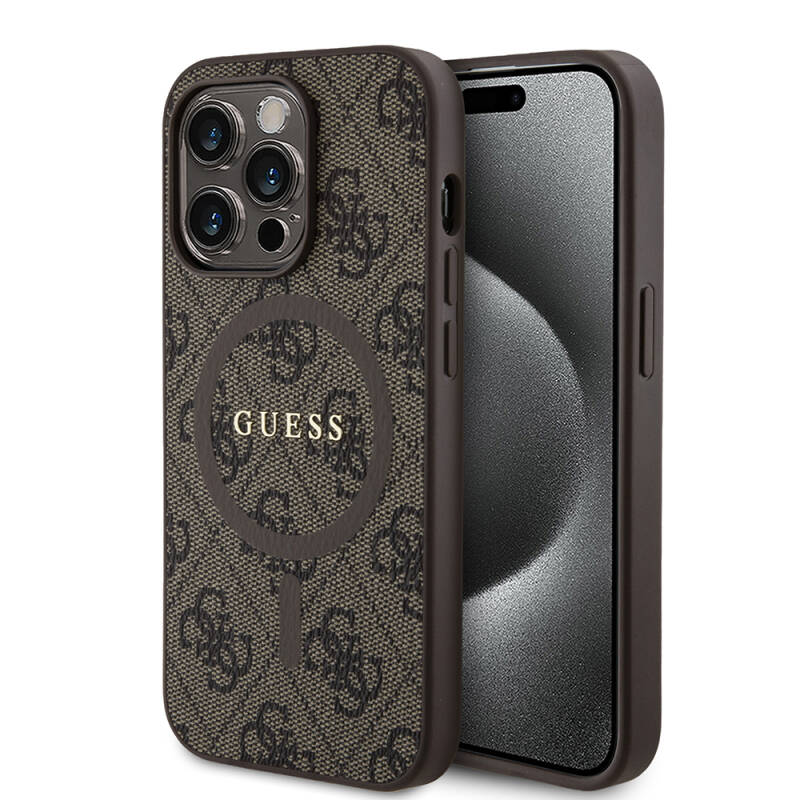 Apple iPhone 14 Pro Case Guess Original Licensed Magsafe Charging Featured 4G Patterned Text Logo Cover - 1