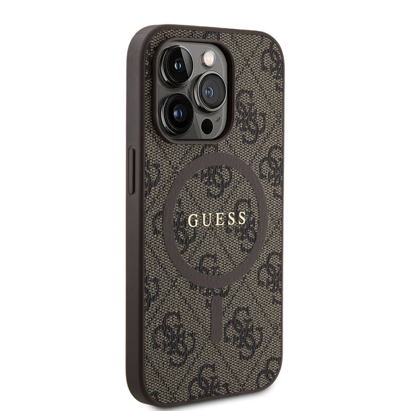 Apple iPhone 14 Pro Case Guess Original Licensed Magsafe Charging Featured 4G Patterned Text Logo Cover - 10