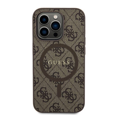 Apple iPhone 14 Pro Case Guess Original Licensed Magsafe Charging Featured 4G Patterned Text Logo Cover - 22