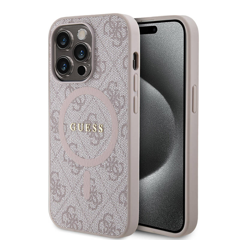 Apple iPhone 14 Pro Case Guess Original Licensed Magsafe Charging Featured 4G Patterned Text Logo Cover - 15