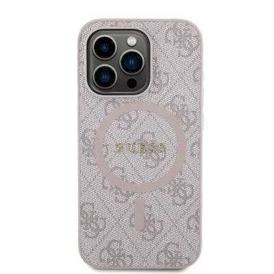 Apple iPhone 14 Pro Case Guess Original Licensed Magsafe Charging Featured 4G Patterned Text Logo Cover - 24