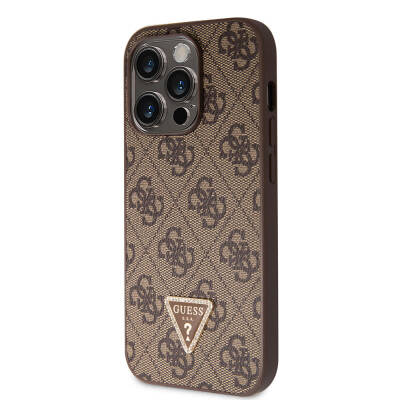 Apple iPhone 14 Pro Case Guess Original Licensed PU Leather Stoned Triangle Logo 4G Patterned Cover - 2