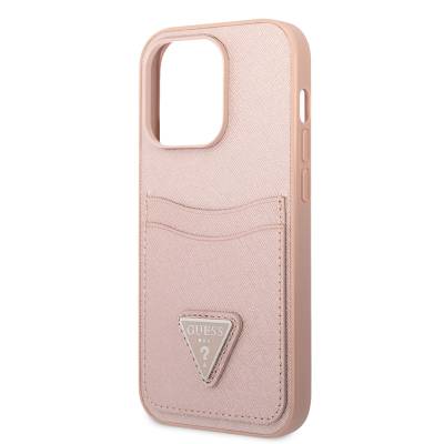 Apple iPhone 14 Pro Case GUESS PU Saffron Leather Card Holder Design Cover - 4