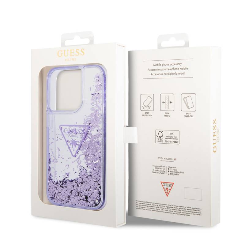 Apple iPhone 14 Pro Case GUESS Transparent Liquid Glittery Design Cover - 3