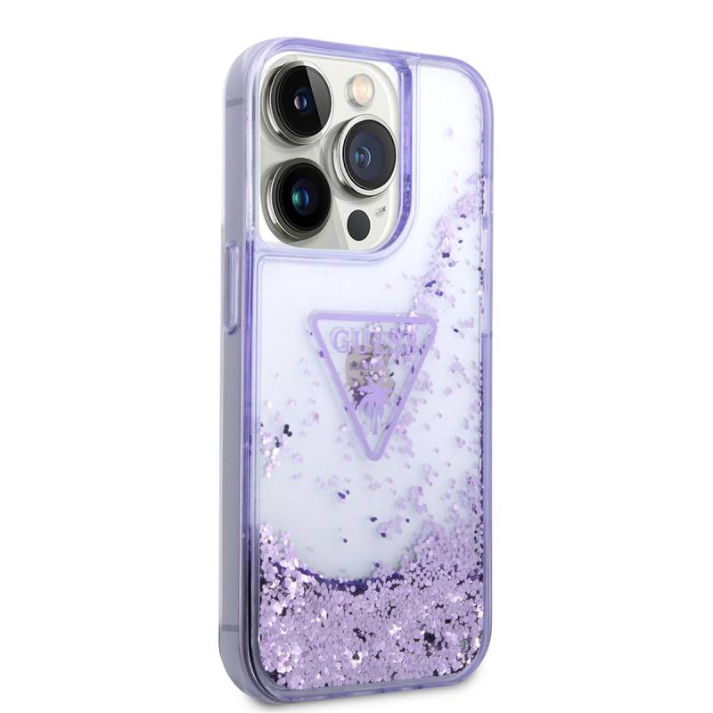 Apple iPhone 14 Pro Case GUESS Transparent Liquid Glittery Design Cover - 8