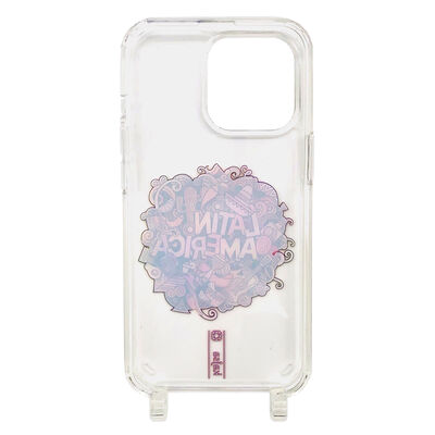 Apple iPhone 14 Pro Case Kajsa Missy And Match Transparent Patterned Rope Strap Cover - 2