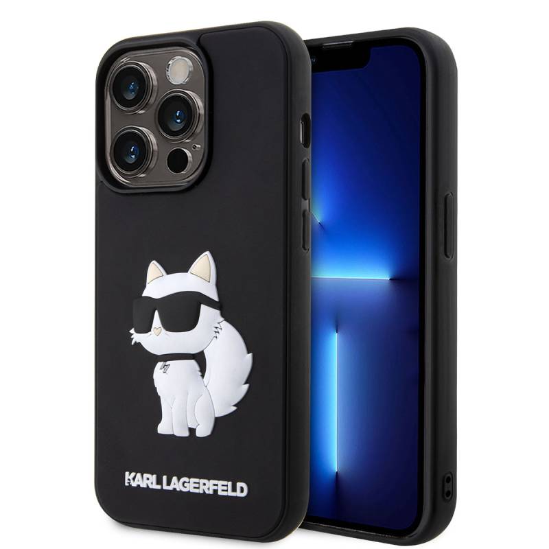 Apple iPhone 14 Pro Case Karl Lagerfeld 3D Rubber Choupette Design Cover - 1