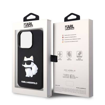 Apple iPhone 14 Pro Case Karl Lagerfeld 3D Rubber Choupette Design Cover - 3