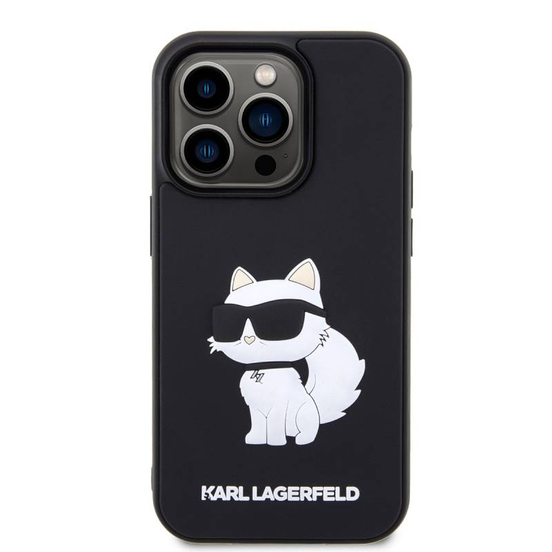 Apple iPhone 14 Pro Case Karl Lagerfeld 3D Rubber Choupette Design Cover - 5