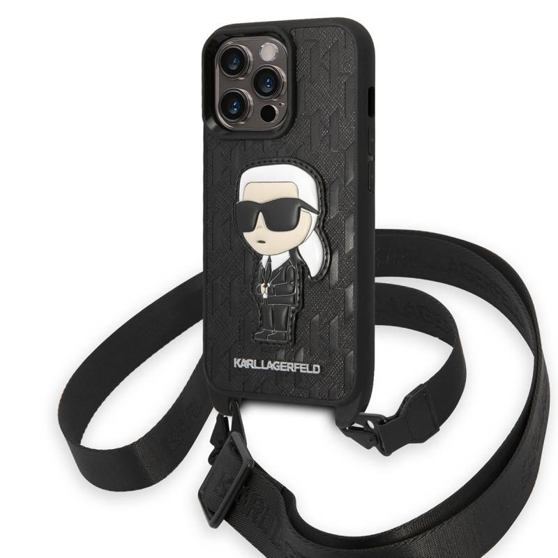 Apple iPhone 14 Pro Case Karl Lagerfeld Karl Design Cover with Neck Strap - 1