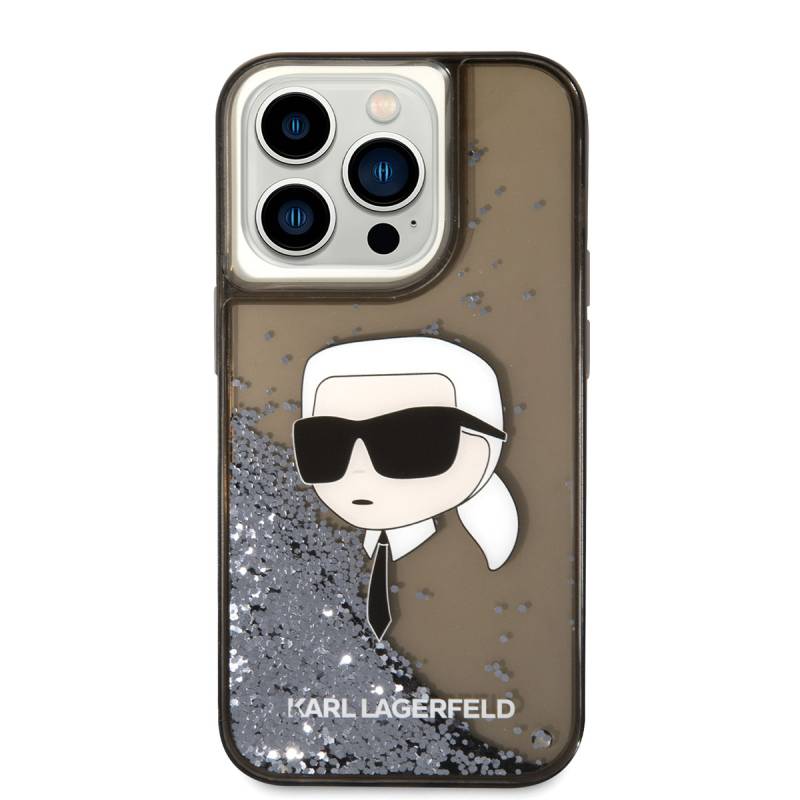 Apple iPhone 14 Pro Case Karl Lagerfeld Liquid Glitter Karl Head Design Cover - 3