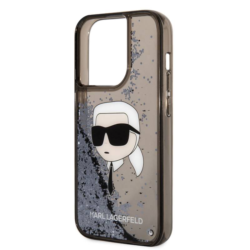 Apple iPhone 14 Pro Case Karl Lagerfeld Liquid Glitter Karl Head Design Cover - 5