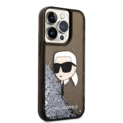 Apple iPhone 14 Pro Case Karl Lagerfeld Liquid Glitter Karl Head Design Cover - 8