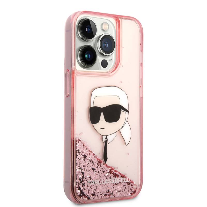 Apple iPhone 14 Pro Case Karl Lagerfeld Liquid Glitter Karl Head Design Cover - 9