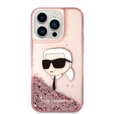 Apple iPhone 14 Pro Case Karl Lagerfeld Liquid Glitter Karl Head Design Cover - 10