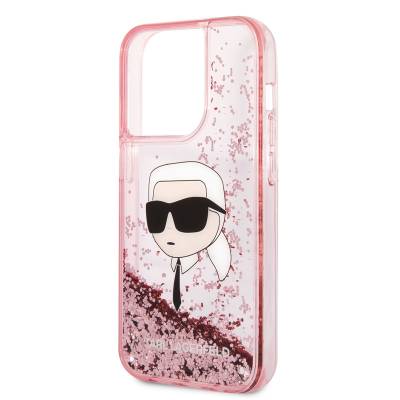 Apple iPhone 14 Pro Case Karl Lagerfeld Liquid Glitter Karl Head Design Cover - 12