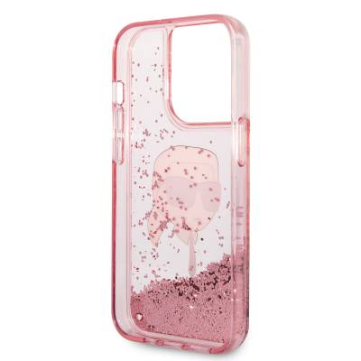 Apple iPhone 14 Pro Case Karl Lagerfeld Liquid Glitter Karl Head Design Cover - 13