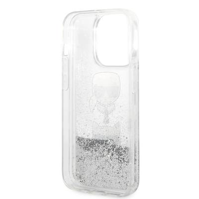 Apple iPhone 14 Pro Case Karl Lagerfeld Liquid Glitter K&C Head Design Cover - 2