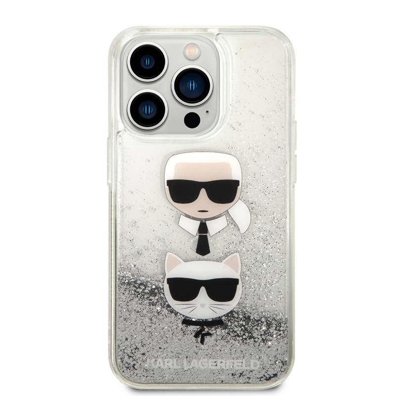 Apple iPhone 14 Pro Case Karl Lagerfeld Liquid Glitter K&C Head Design Cover - 4