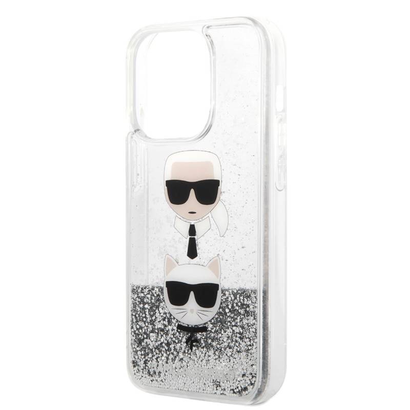 Apple iPhone 14 Pro Case Karl Lagerfeld Liquid Glitter K&C Head Design Cover - 6