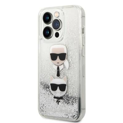 Apple iPhone 14 Pro Case Karl Lagerfeld Liquid Glitter K&C Head Design Cover - 7