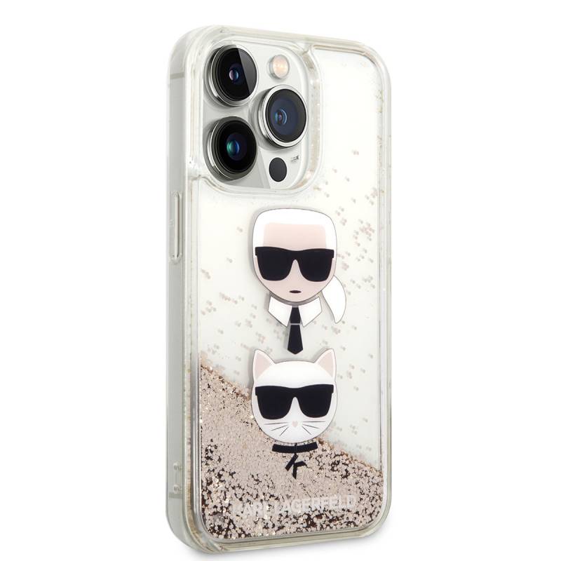 Apple iPhone 14 Pro Case Karl Lagerfeld Liquid Glitter K&C Head Design Cover - 9