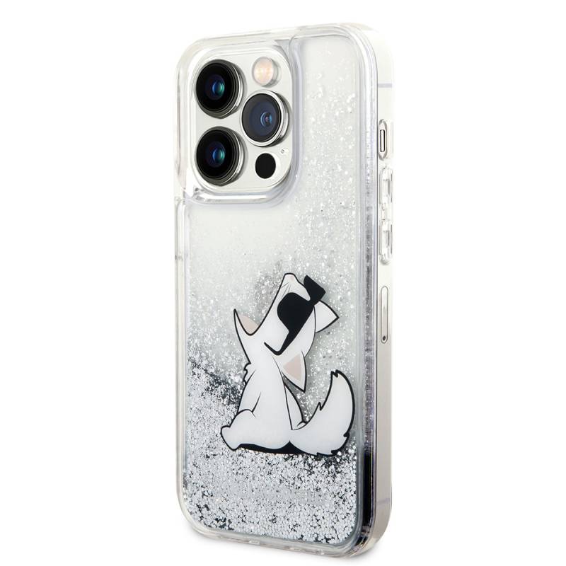 Apple iPhone 14 Pro Case Karl Lagerfeld Liquid Glittery Choupette Design Cover - 2