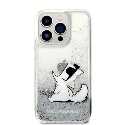 Apple iPhone 14 Pro Case Karl Lagerfeld Liquid Glittery Choupette Design Cover - 3