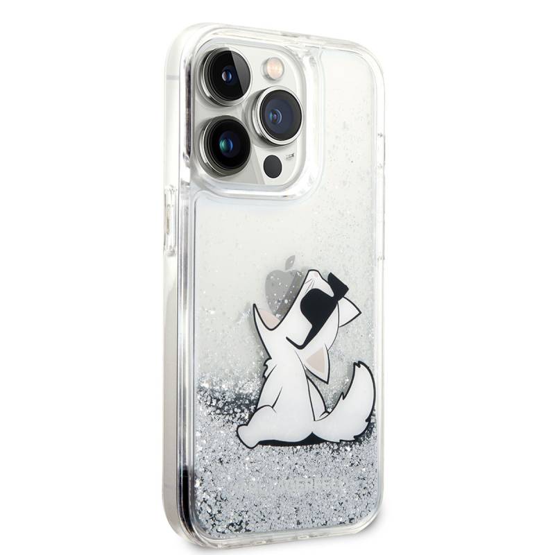 Apple iPhone 14 Pro Case Karl Lagerfeld Liquid Glittery Choupette Design Cover - 8