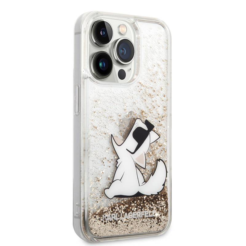 Apple iPhone 14 Pro Case Karl Lagerfeld Liquid Glittery Choupette Design Cover - 9