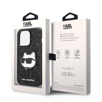 Apple iPhone 14 Pro Case Karl Lagerfeld Shiny Stone Choupette Design Cover - 6