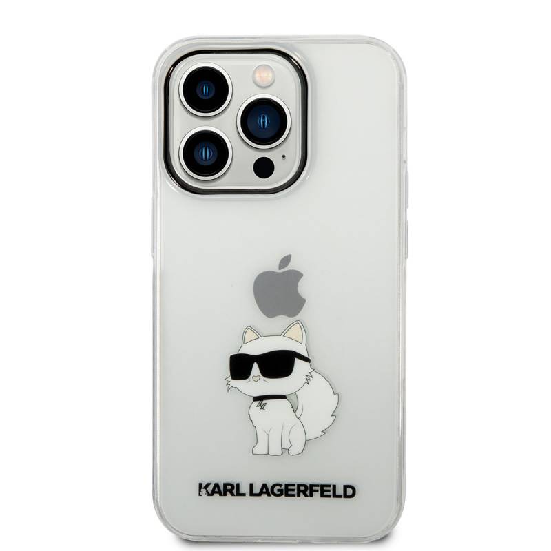 Apple iPhone 14 Pro Case Karl Lagerfeld Transparent Choupette Design Cover - 3