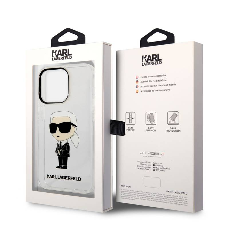 Apple iPhone 14 Pro Case Karl Lagerfeld Transparent Iconic Karl Design Cover - 4