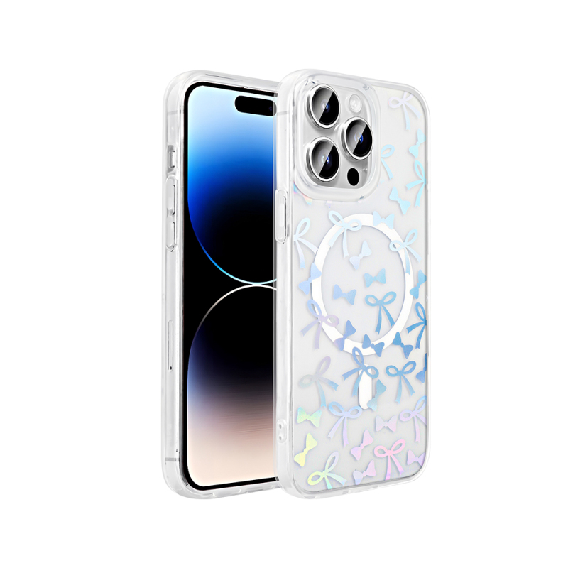 Apple iPhone 14 Pro Case M-Safe Charging Transparent Zore Folk Hard Cover - 6